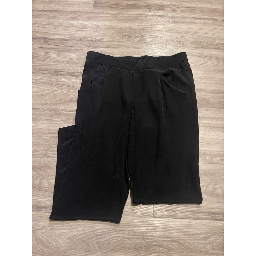 100% Silk Cynthia Rowley Women's Pants Black Chic Euro‎ Business Minimalist